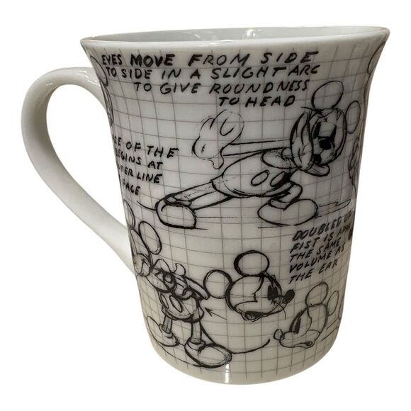 Disney Mickey Mouse Character Sketch Mug - Black and White - Picture 1 of 5